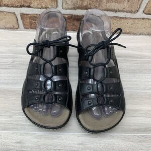 Taos Ghilbert Leather Adjustable Black Lace Up Gladiator Sandals Women's Sz 7